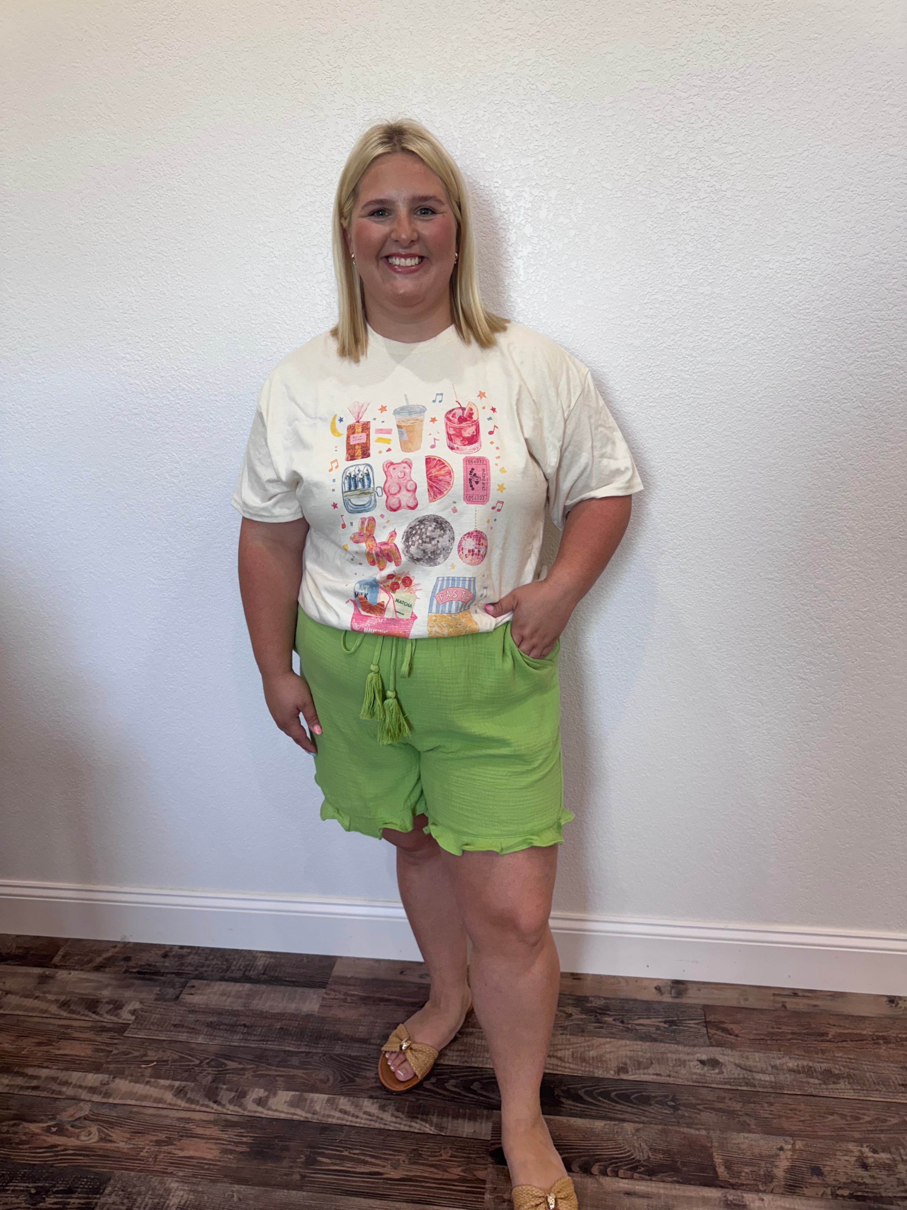 Gauze Green Shorts - PLUS