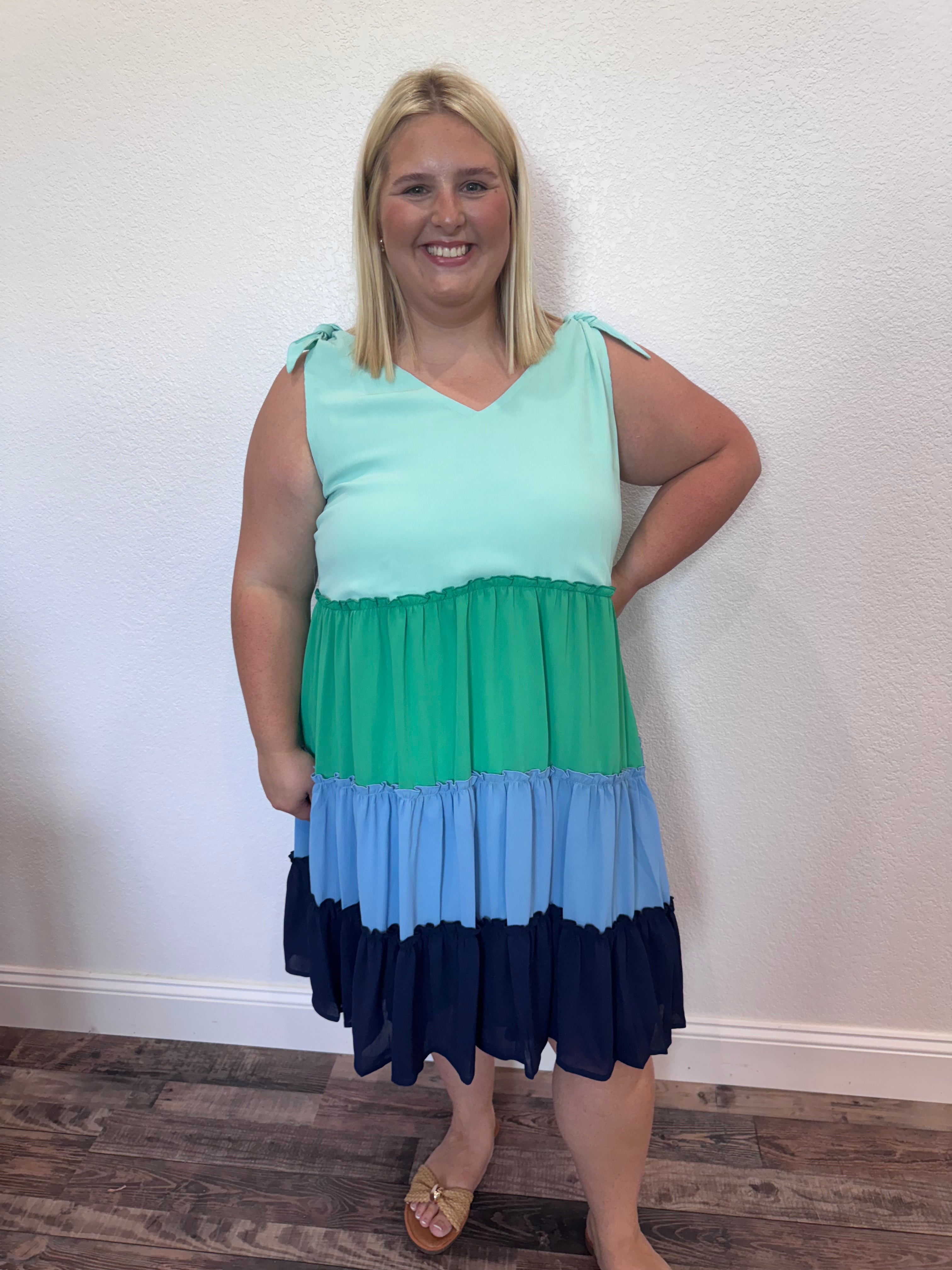 Aqua Baby Doll Dress