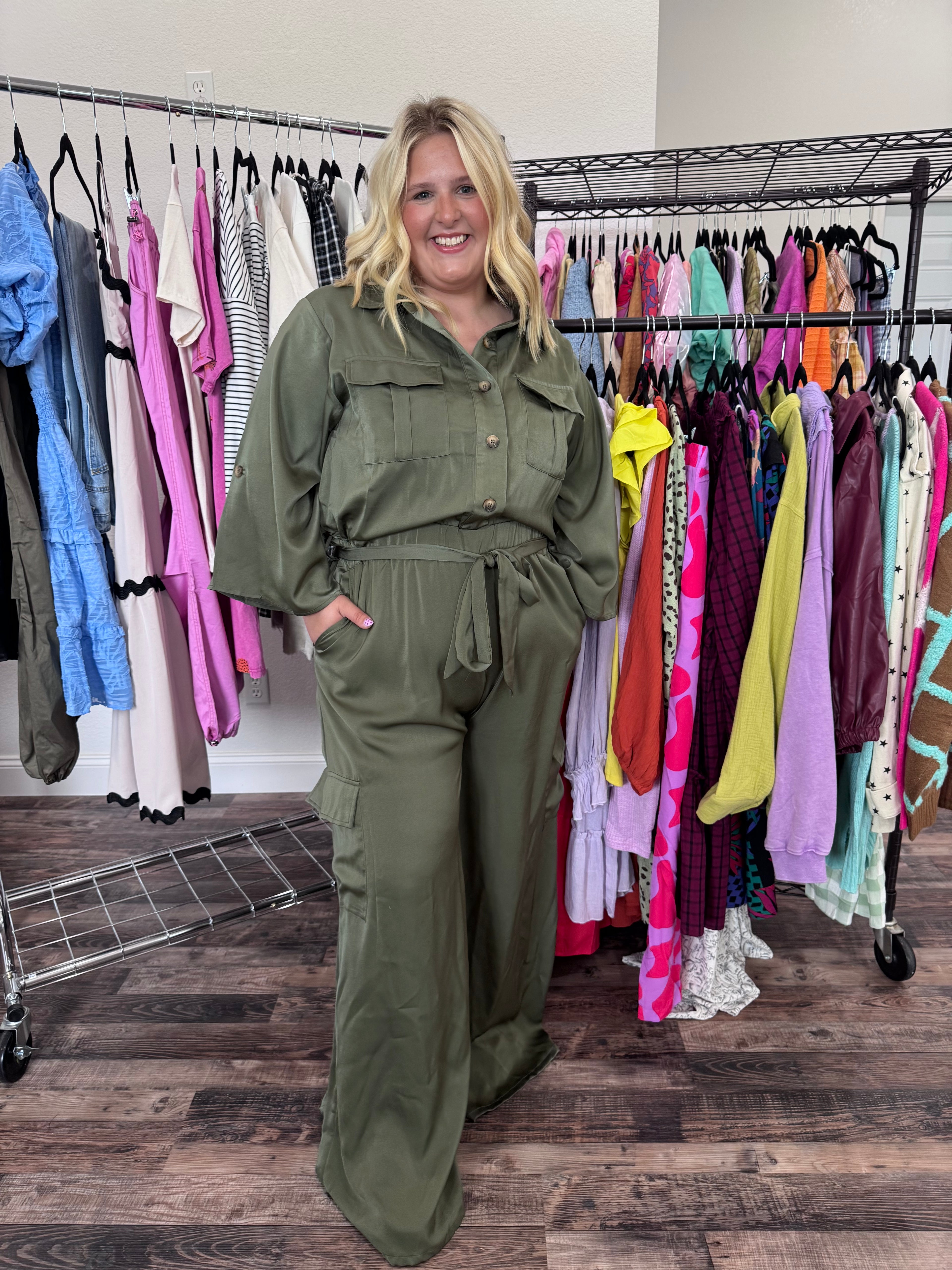 Satin Army Jumpsuit