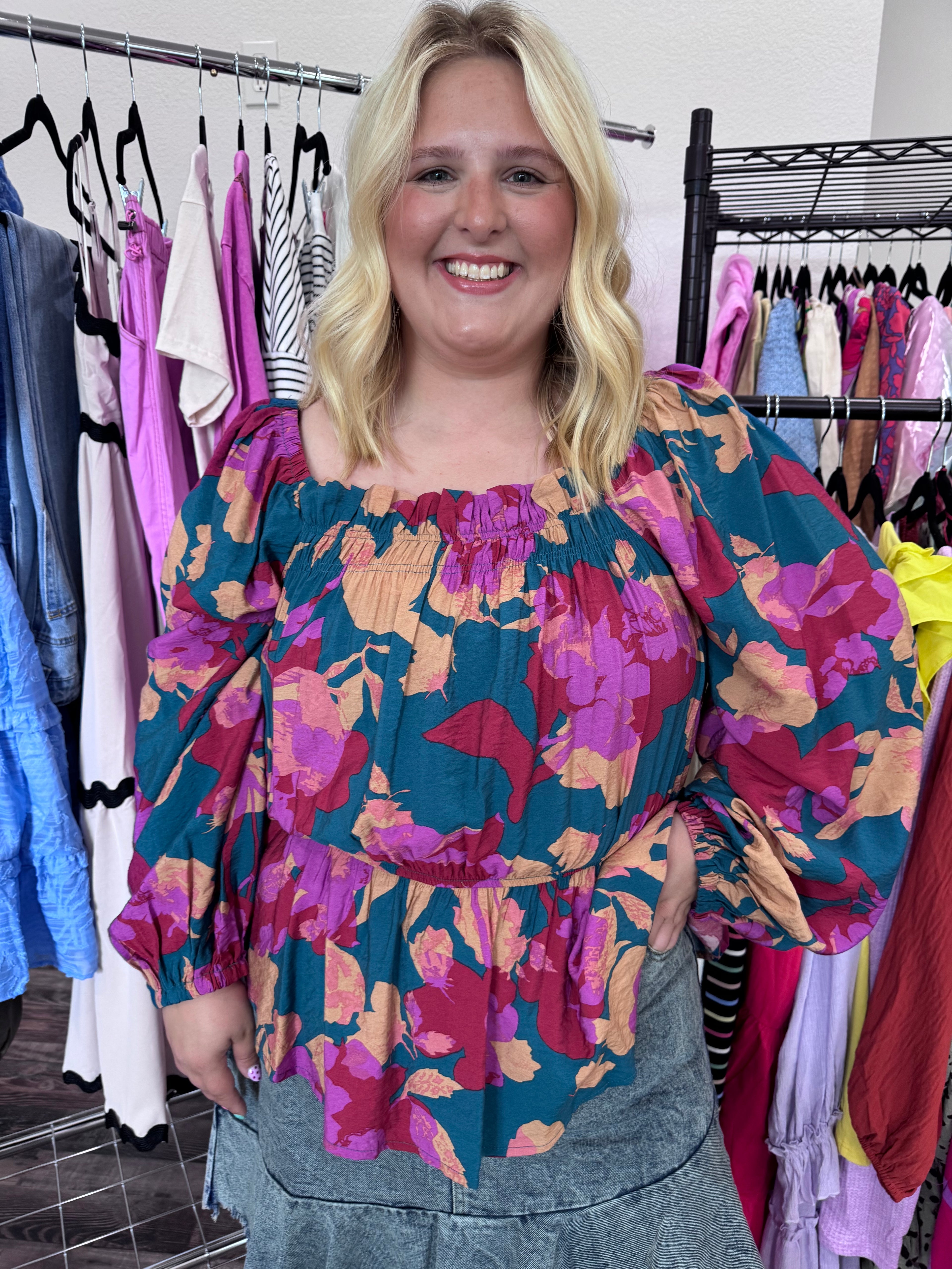 Dark Teal Peplum