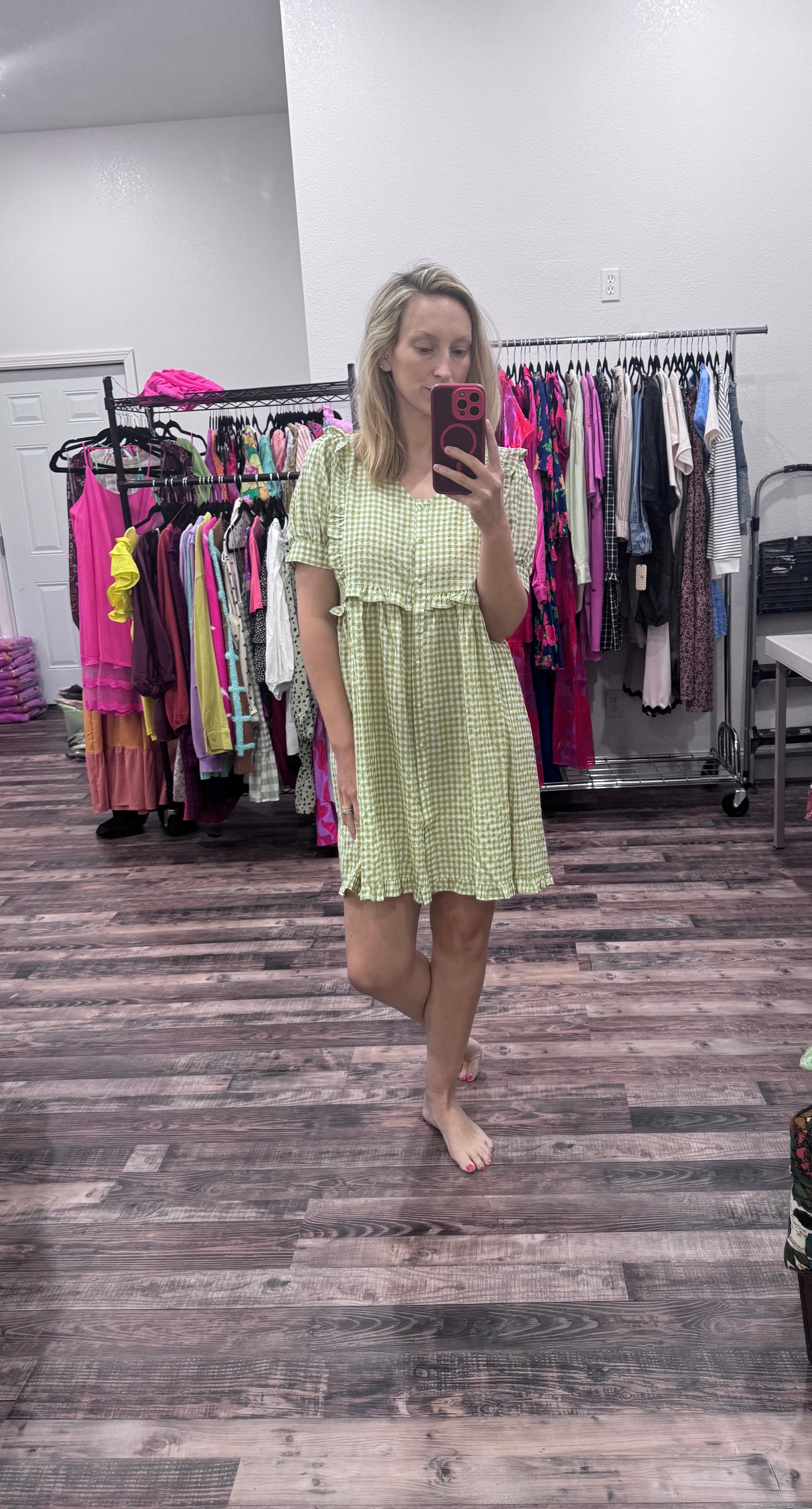 Green Seersucker Dress