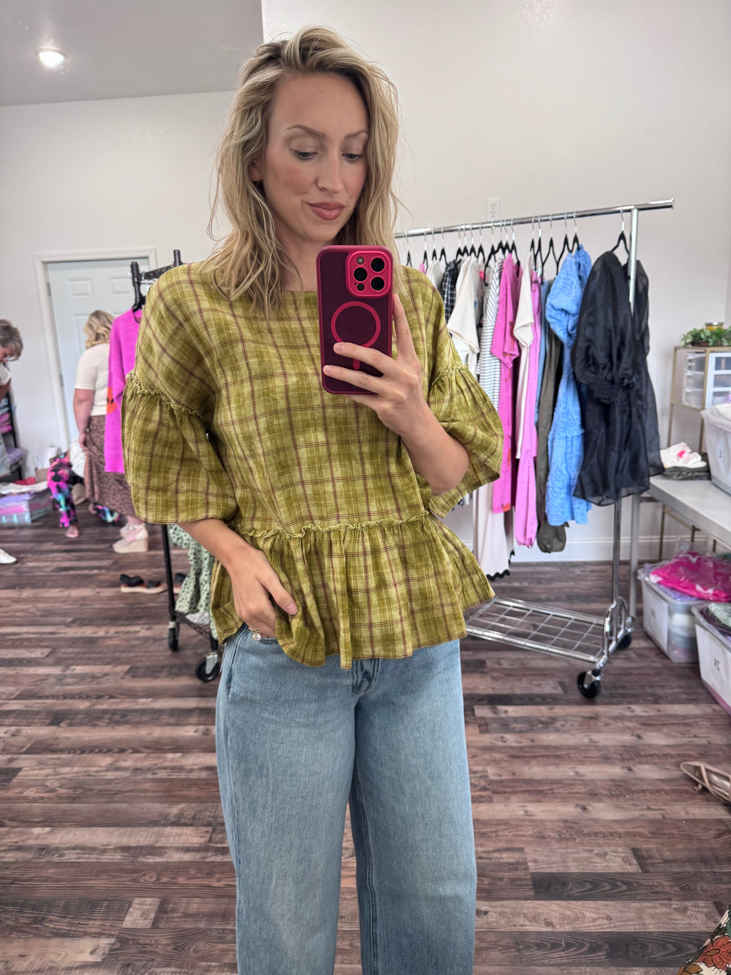 Plaid Peplum Top