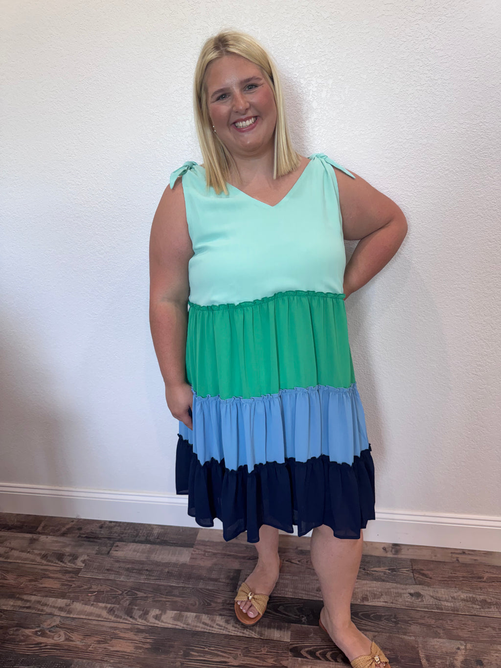 Aqua Baby Doll Dress