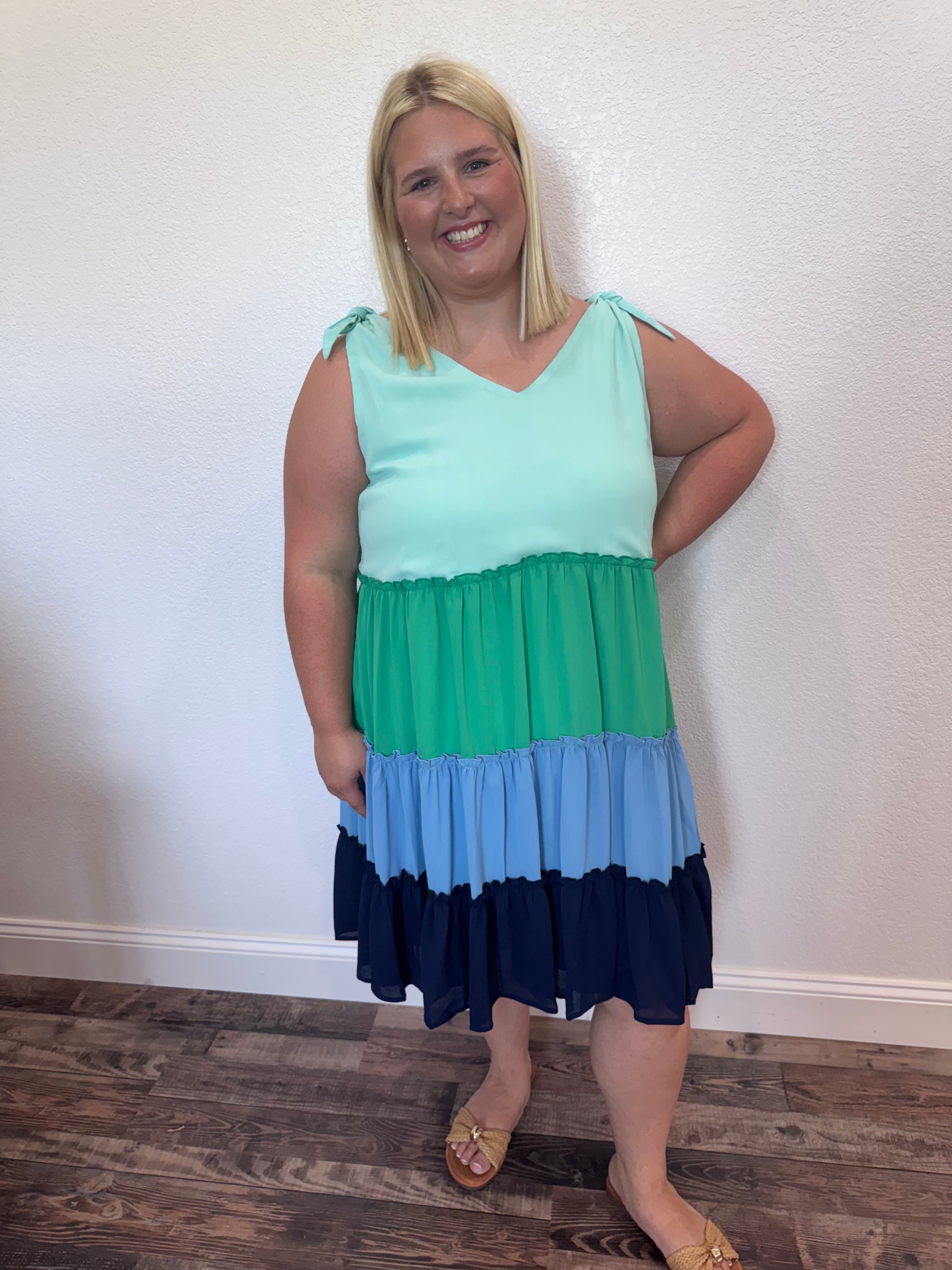 Aqua Baby Doll Dress