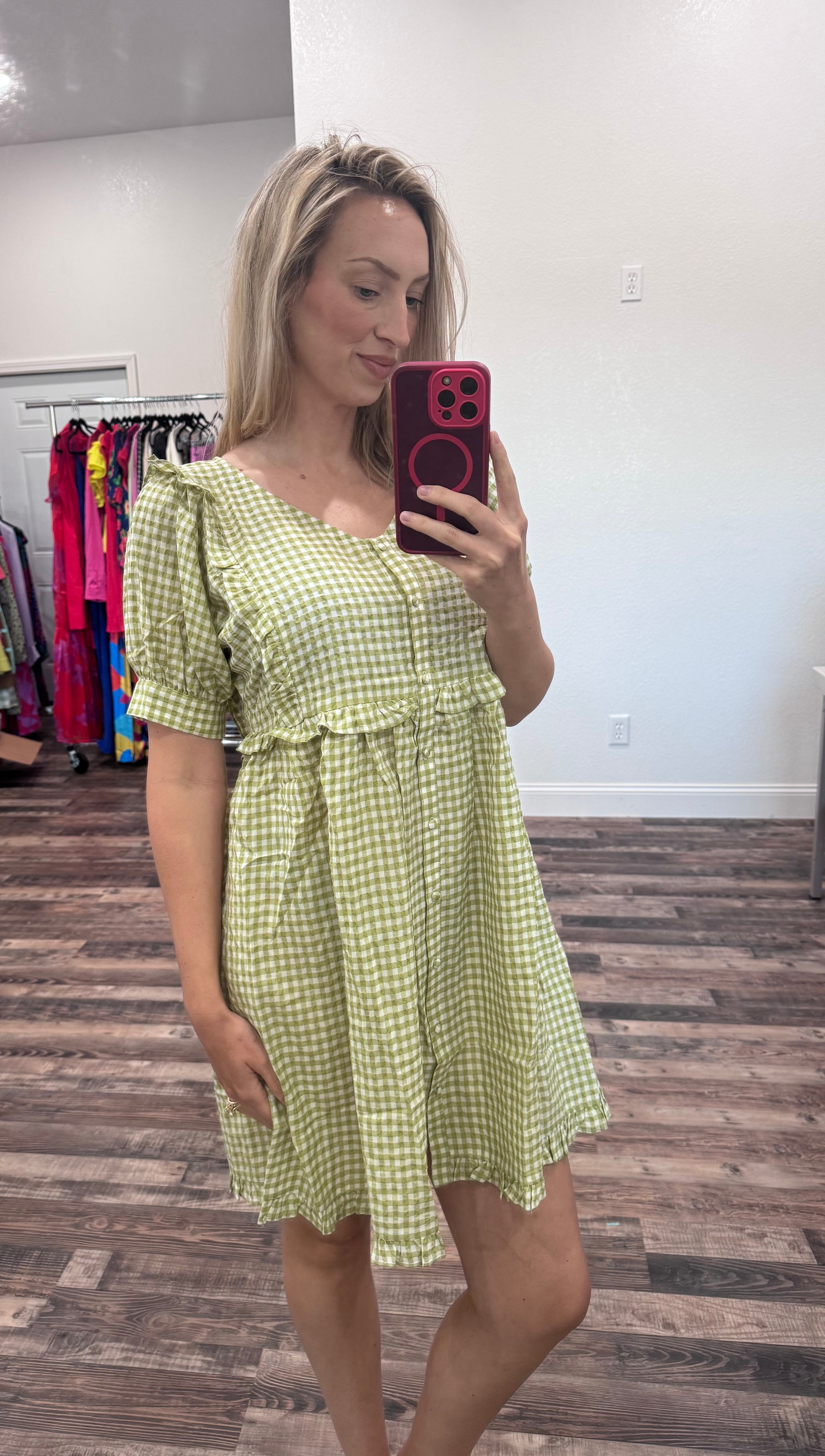 Green Seersucker Dress
