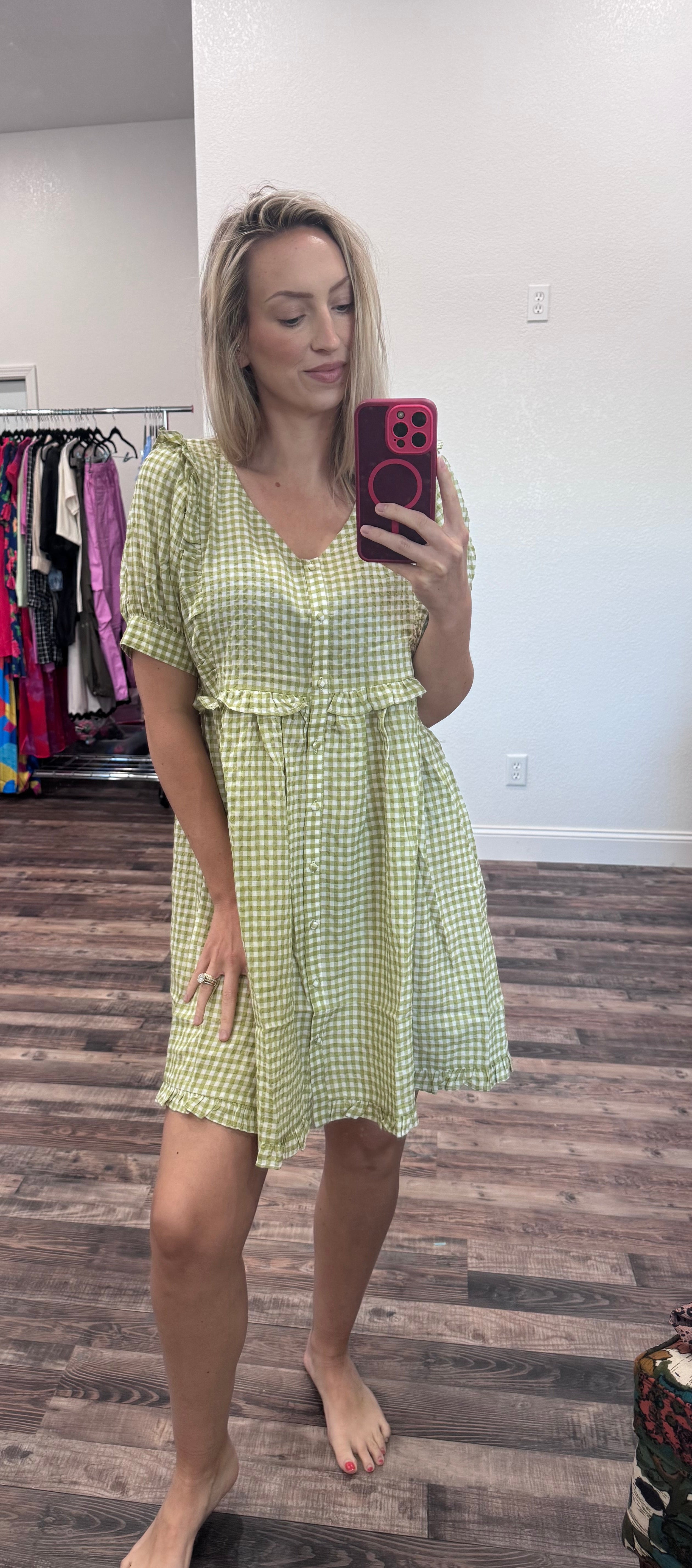 Green Seersucker Dress