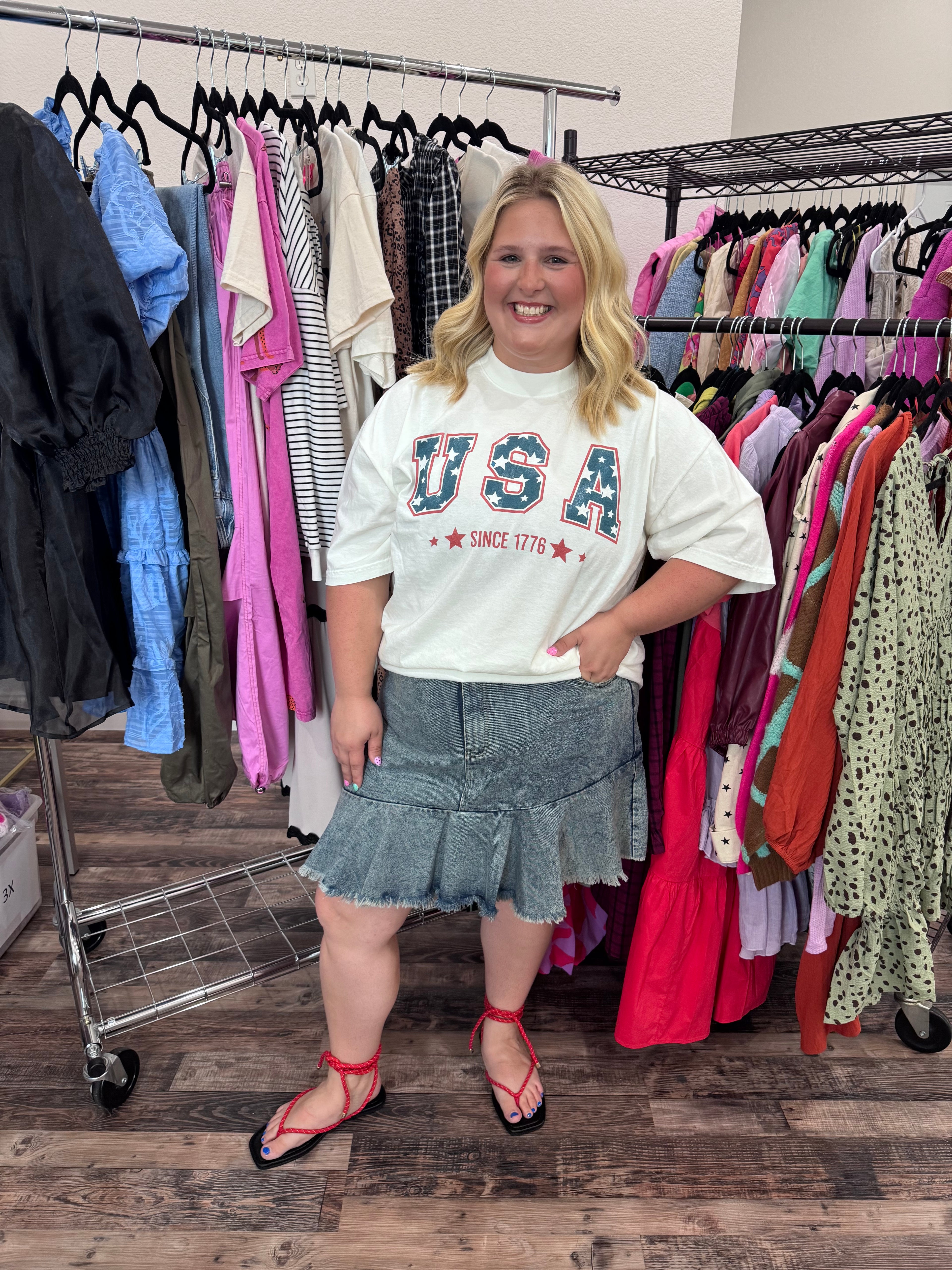 Asymmetrical Denim Skirt