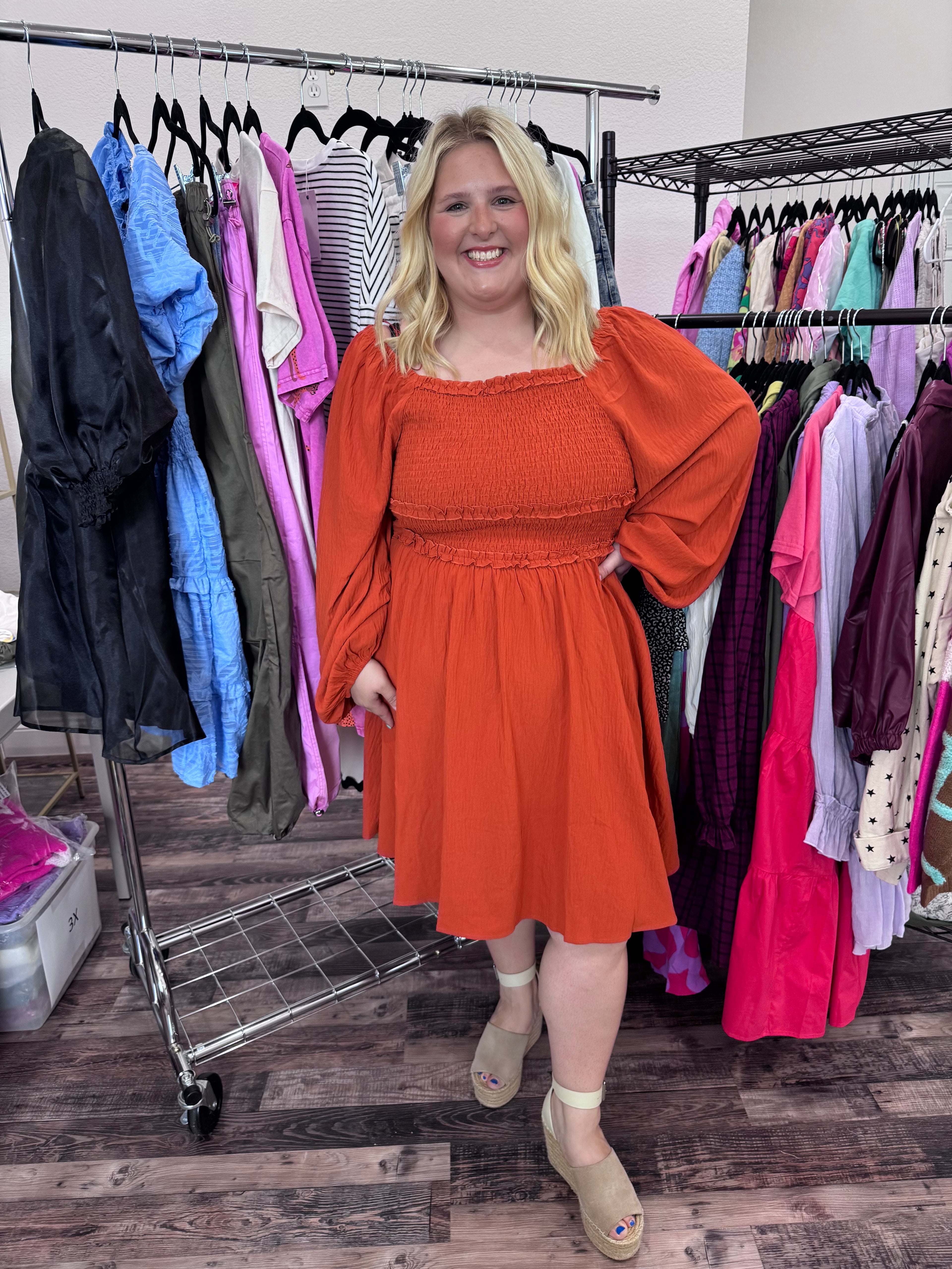 Orange Open Back Dress