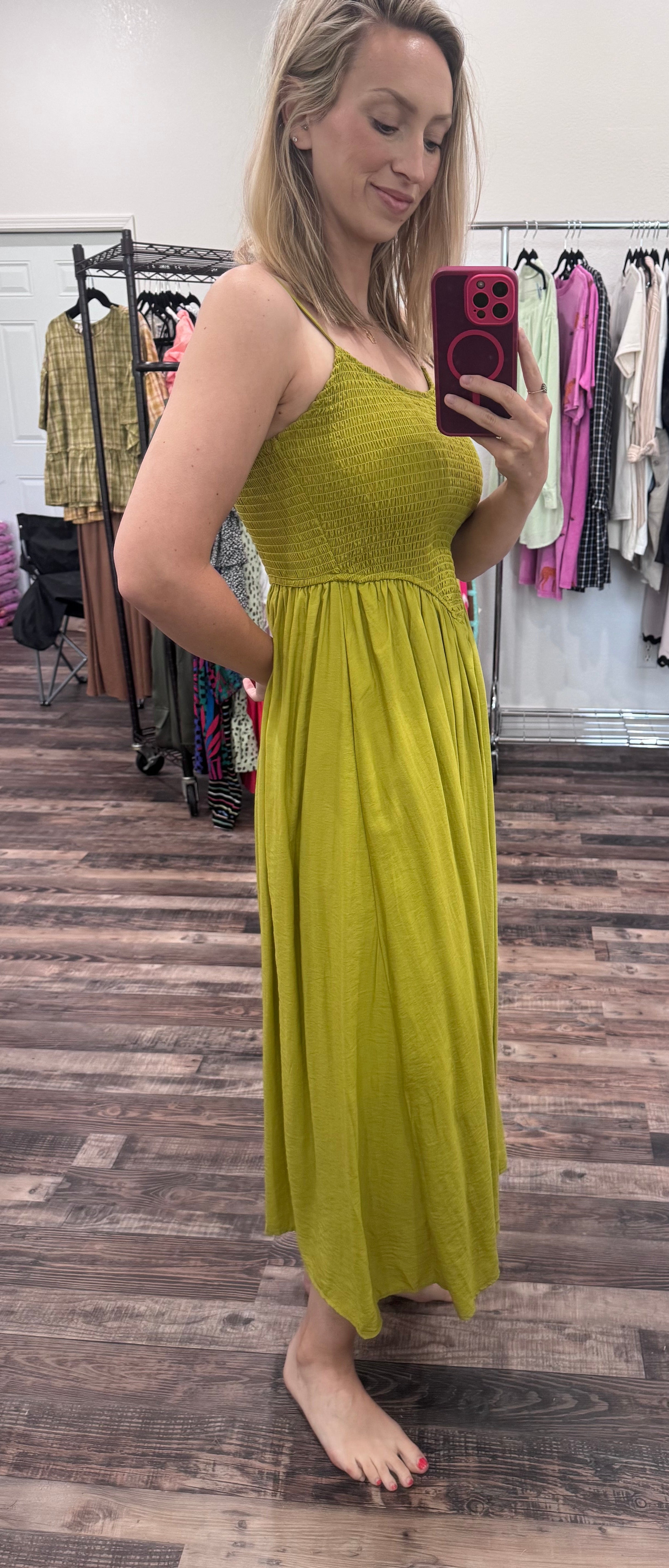 Smocked V-Front Dress