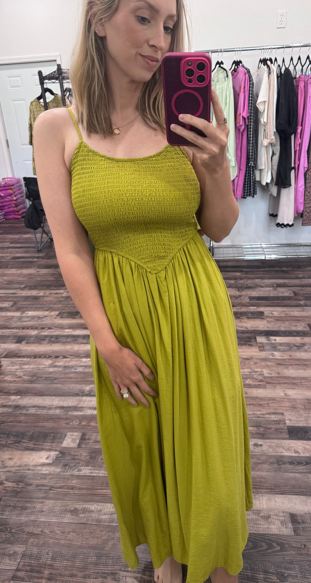 Smocked V-Front Dress